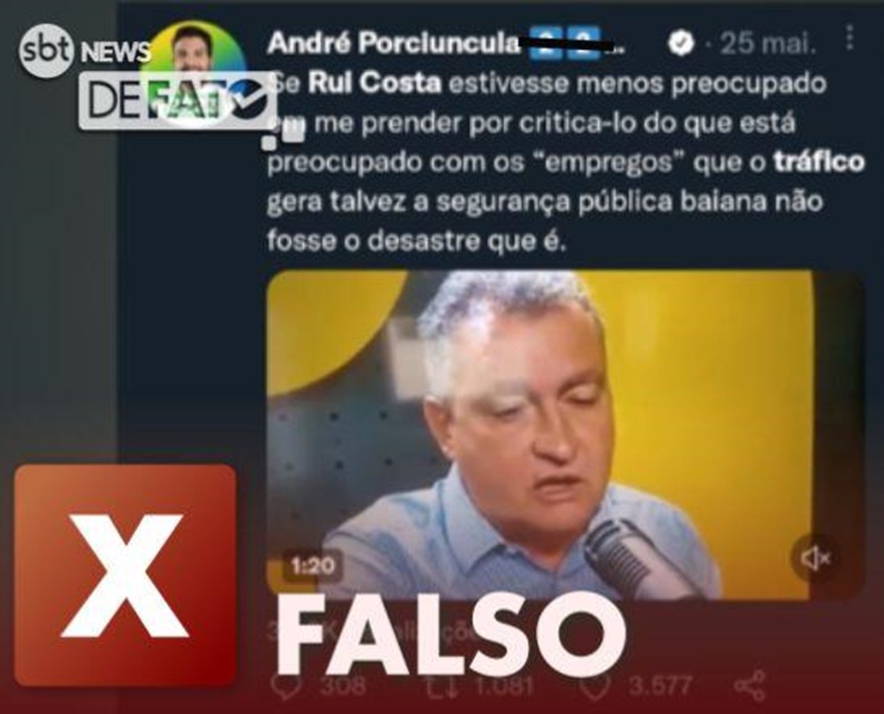 Enganoso Fala De Rui Costa Sobre Tr Fico Tirada De Contexto Aratu On