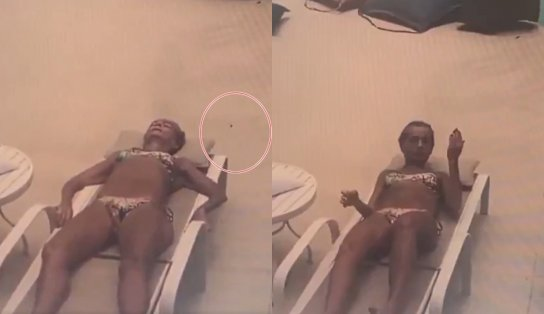 Vídeo mostra momento em que mulher é atingida por bala perdida enquanto tomava sol