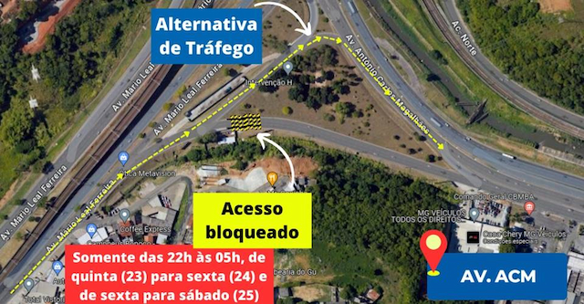 Atenção, motoristas! Acesso pela Bonocô à Av. ACM será bloqueado nesta sexta-feira (24)