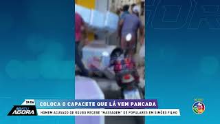 "Capacetada": Homem acusado de roubo recebe "massagem" em Simões Filho | ARATU AGORA | TV ARATU