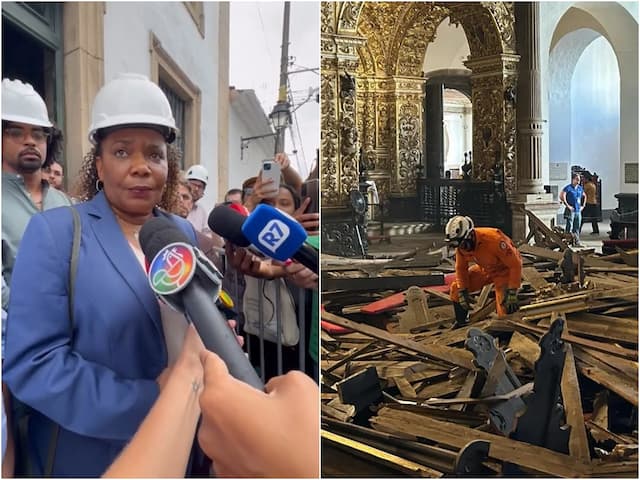 Ministra Margareth Menezes fala sobre reconstrução de igreja que desabou