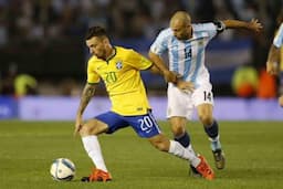 Lucas Lima marcou último gol do Brasil contra a Argentina, como visitante