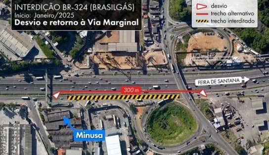 Trânsito na via marginal da BR-324 será alterado a partir deste fim de semana