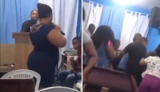 Esposa de pastor expõe traição do marido durante culto; veja vídeo 