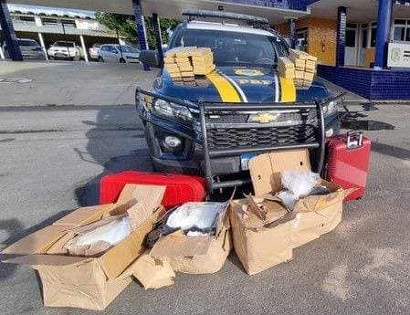 Quase 140 kg de drogas são apreendidas em ônibus na BR-116