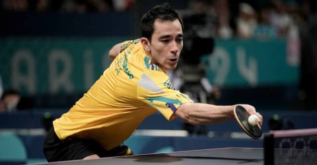 Hugo Calderano é dominado por francês de 17 anos e perde disputa do bronze no tênis de mesa em Paris