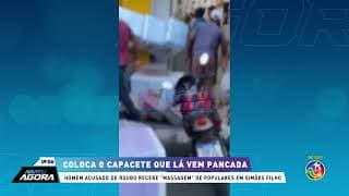 "Capacetada": Homem acusado de roubo recebe "massagem" em Simões Filho | ARATU AGORA | TV ARATU